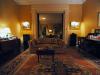 Warm lights on in a living room